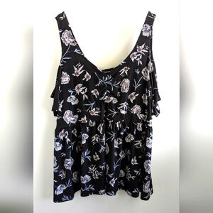 Torrid Size 4 Cold Shoulder Black Flowy Floral Top
